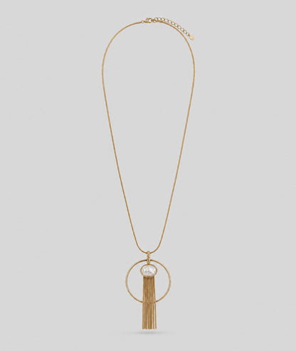 Collier Frange jaune sautoir avec pendentif anneau et franges — marque Carnaby