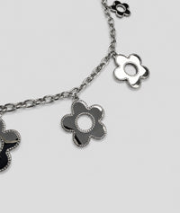 Collier acier inoxydable en maille avec fleurs - gris