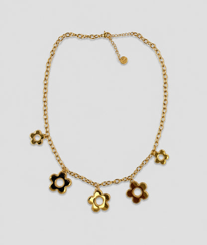 Collier Margy jaune doré à fleurs - Carnaby