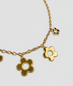 Collier Margy jaune doré détail pendentifs fleurs - Carnaby