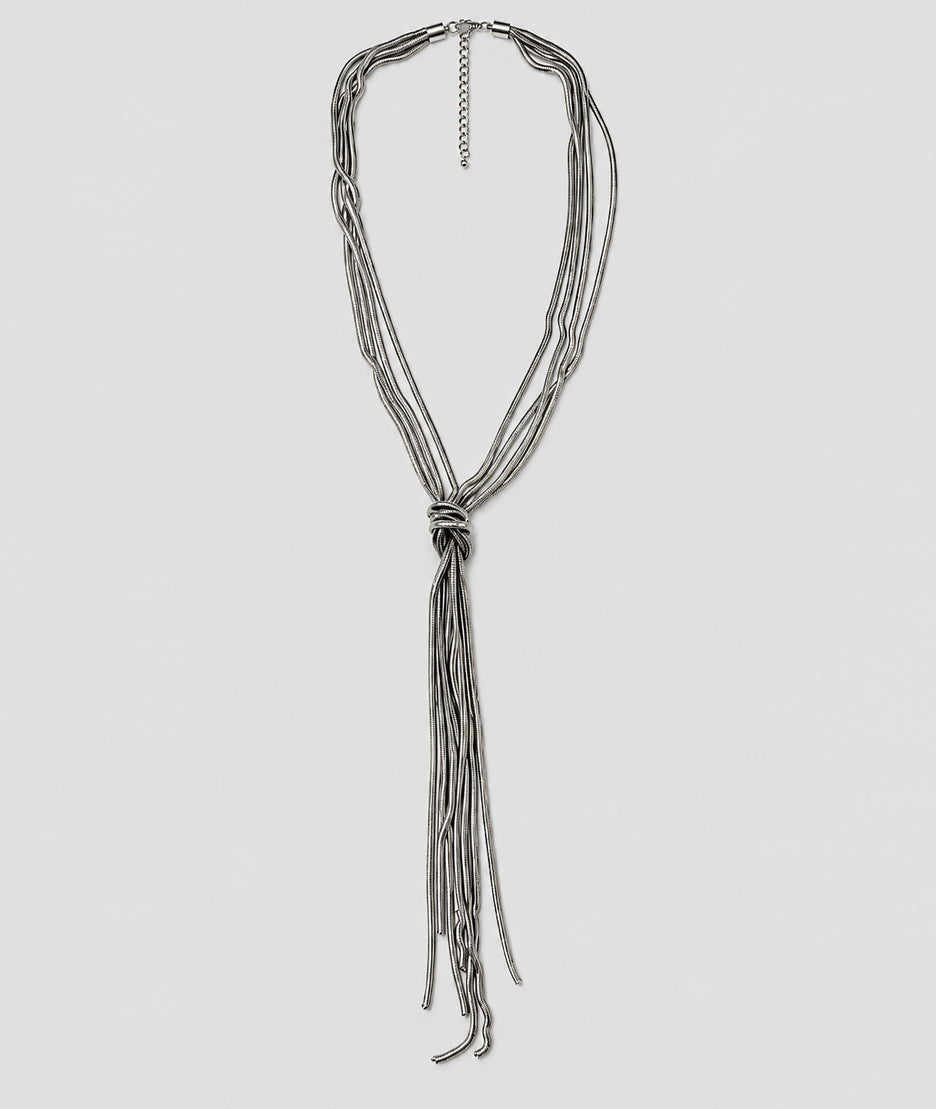 Collier Milla gris argenté en maille serpent - Carnaby