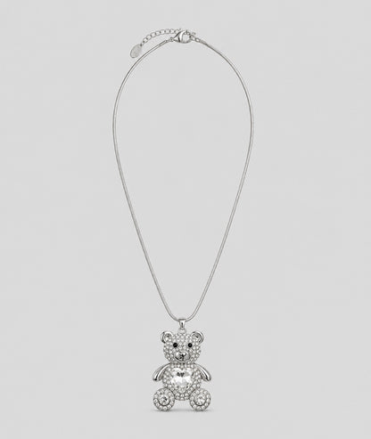 Collier Nours gris sautoir avec pendentif ourson strass — marque Carnaby
