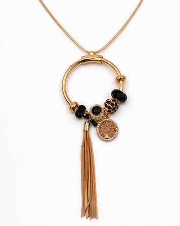 Collier sautoir à pendentifs Ronda jaune face