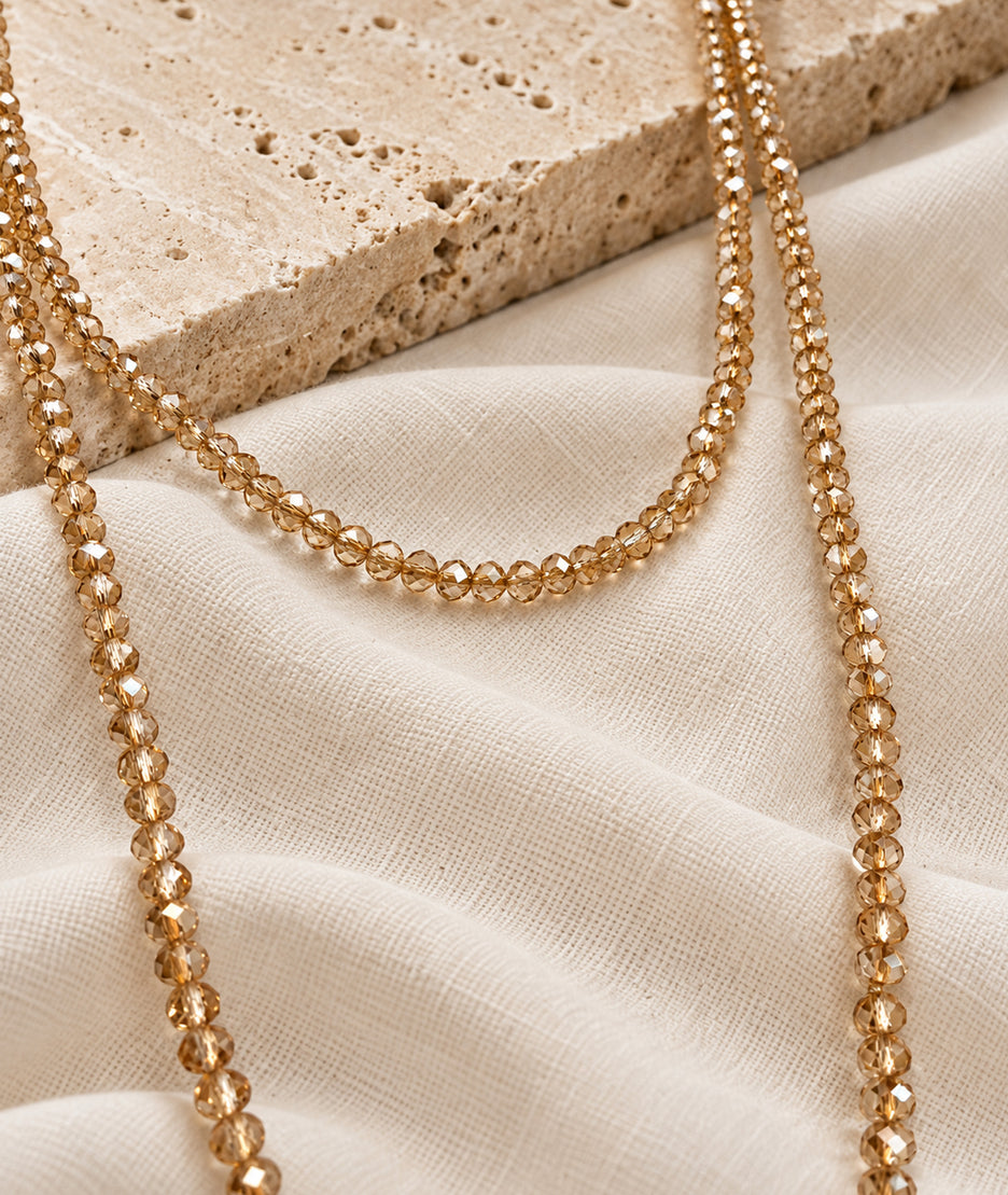 Collier sautoir multi-position en spinelle jaune à perles facettées