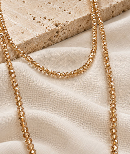 Collier sautoir multi-position en spinelle jaune à perles facettées
