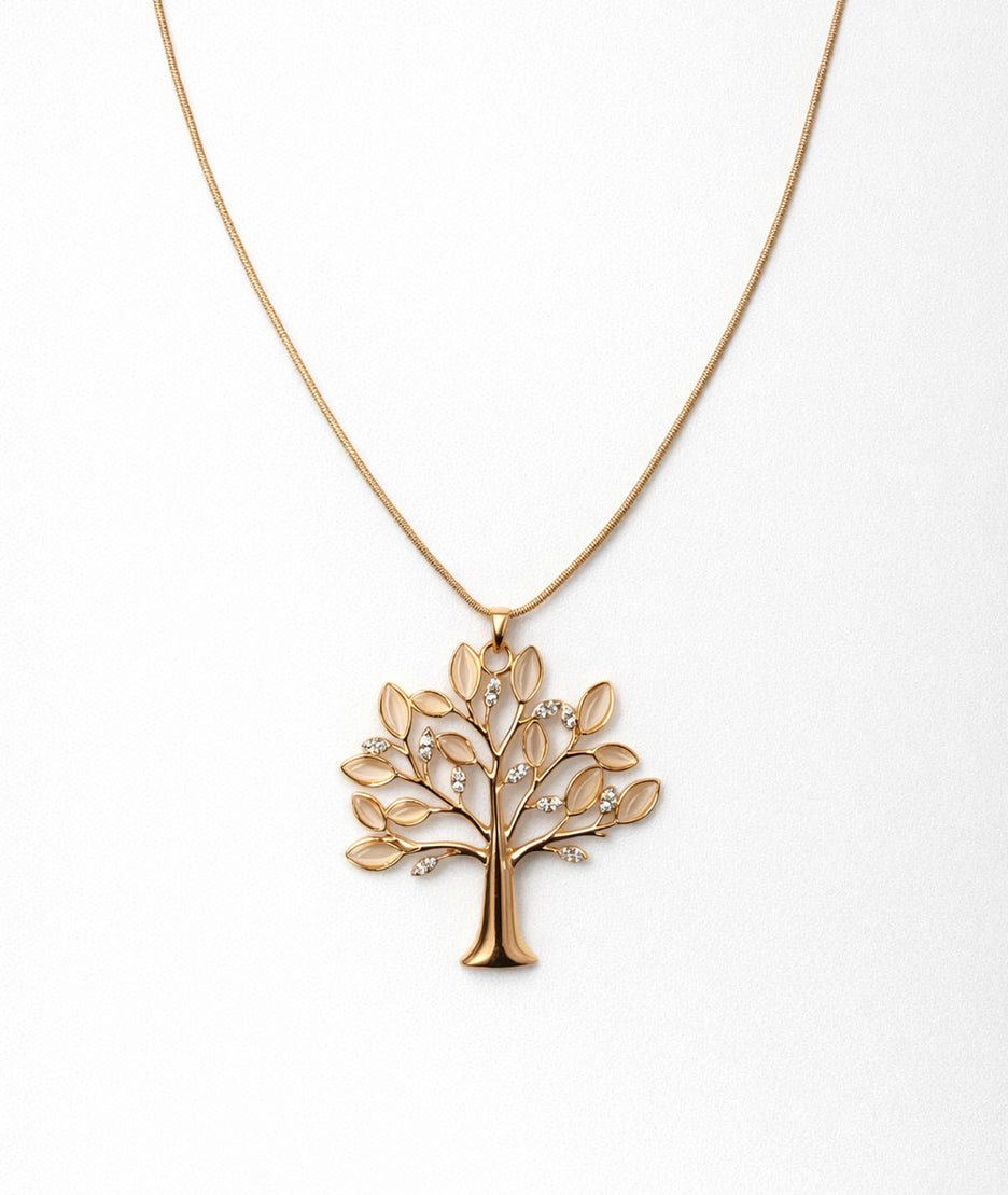 Collier sautoir arbre de Vie jaune face