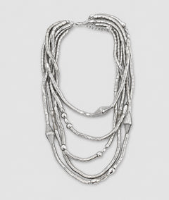 Collier fantaisie gris argenté multi-rangs - Carnaby