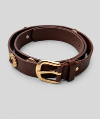 Ceinture fine similicuir détails dorés Coeur - marron