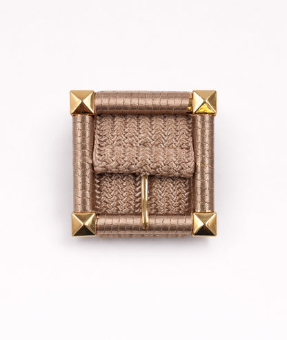 Ceinture tressée boucle carrée Carra beige face