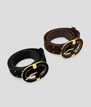 Ceinture cloutée effet daim Clou noir et choco enroulées- Carnaby