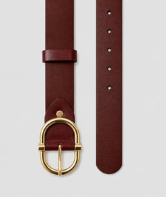 Ceinture femme effet cuir bordeaux à boucle dorée - Carnaby