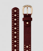 Ceinture effet daim Ella bordeaux à œillets dorés - Carnaby