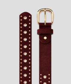 Ceinture effet daim Ella bordeaux à œillets dorés - Carnaby