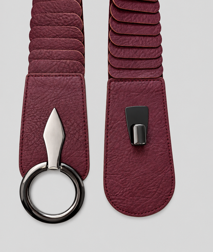 Ceinture large femme bordeau élastique Laly à attache ronde