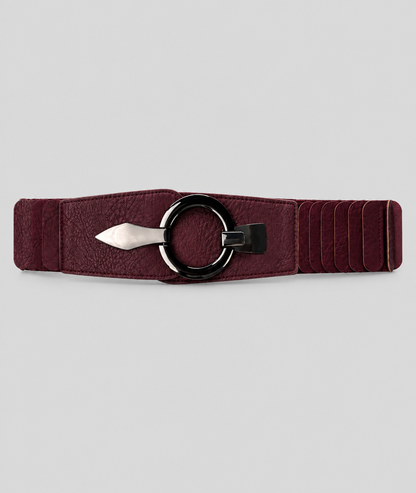 Ceinture large femme bordeau élastique Laly à attache ronde