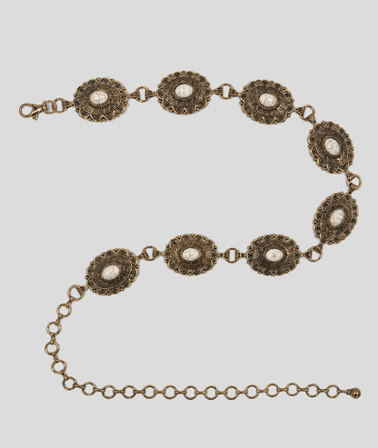 Ceinture chaîne style western jaune face