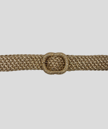 Ceinture Oro tressée élastique jaune face