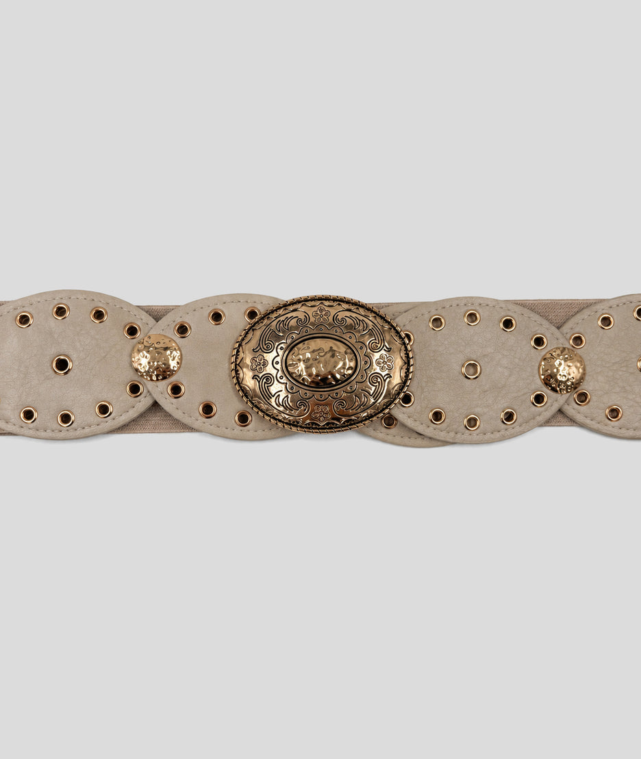 Ceinture Tess empiècements ovales beige face