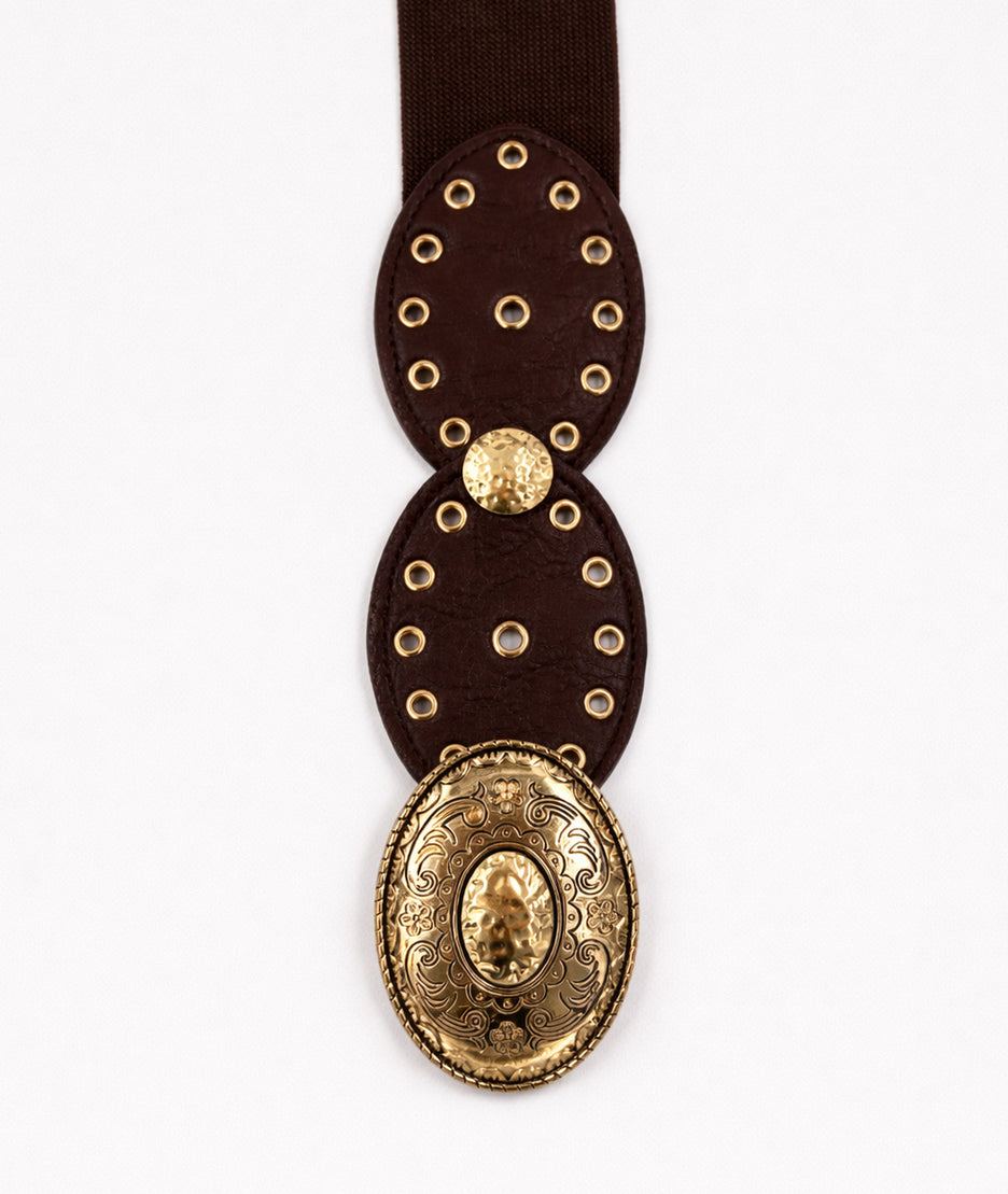 Ceinture Tess empiècements ovales - choco