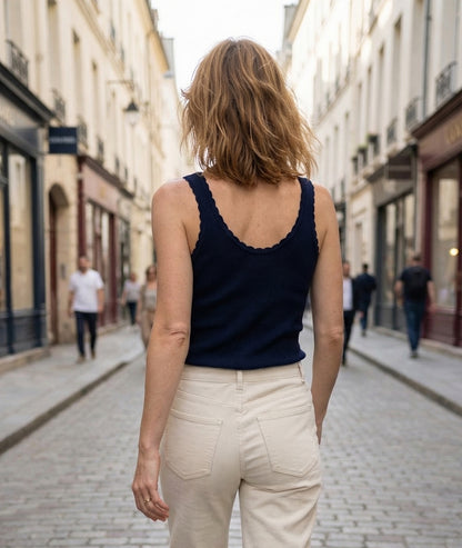 débardeur côtelé Aonie marine dos