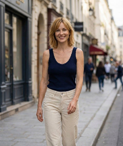 débardeur côtelé Aonie marine face