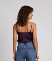 Débardeur Dianna bordeau en satin avec dentelle — marque Carnaby