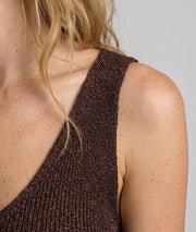 Débardeur Donna choco en maille pailletée avec col en V — marque Carnaby