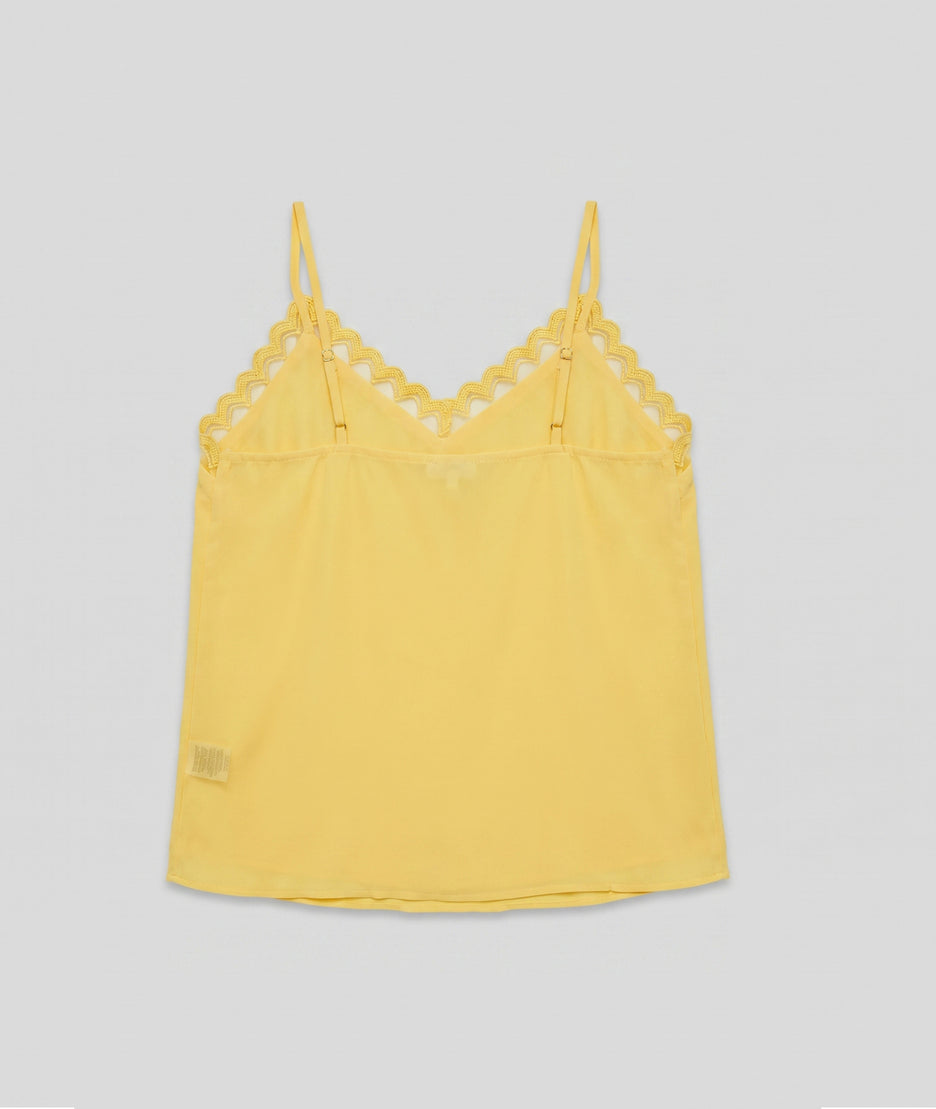 Débardeur femme Elena jaune à dentelles