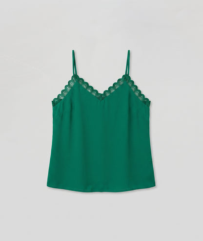 Débardeur femme Elena vert à dentelles