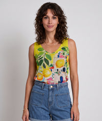Débardeur Limone pailleté motif citrons  - multi