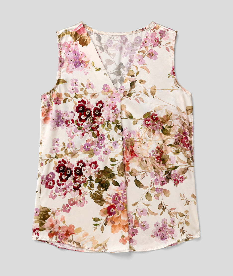 Débardeur satiné Multi fleuri face — marque Carnaby