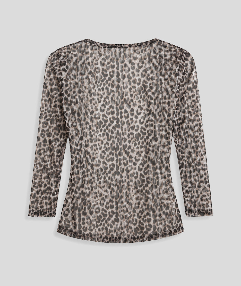 Top en résille Nelly léopard beige dos — marque Carnaby