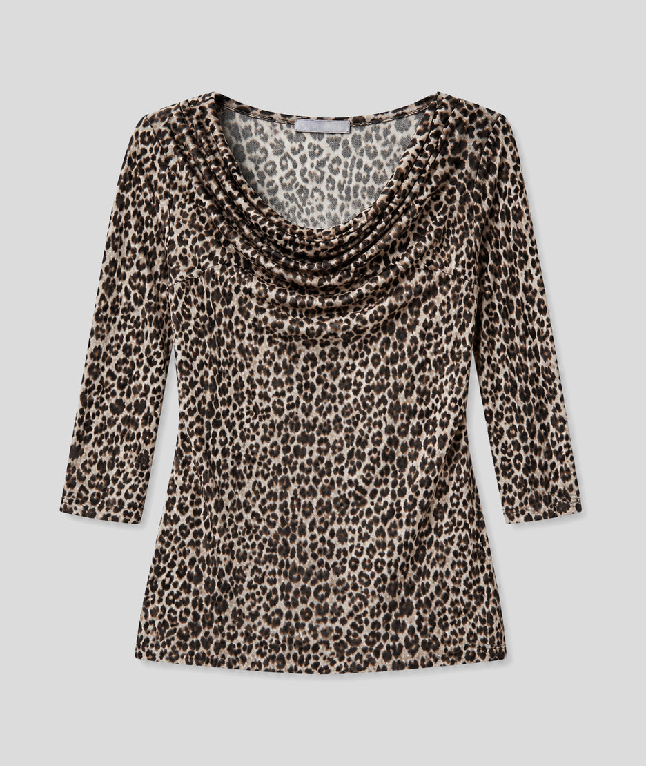 Top en résille Nelly léopard beige face — marque Carnaby
