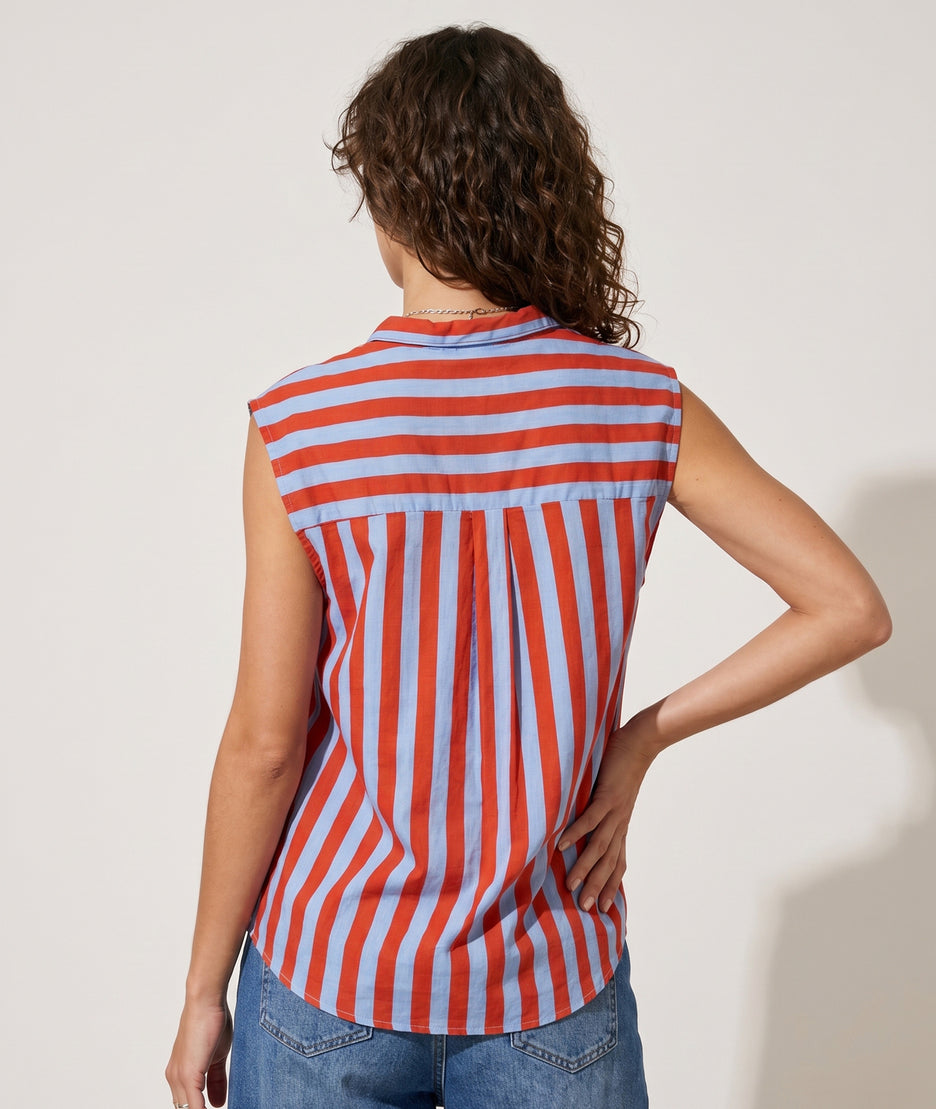 Chemise Paola bleu rouge dos — marque Carnaby