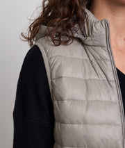 Doudoune sans manches Gaby beige femme à capuche