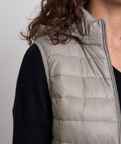 Doudoune sans manches Gaby beige femme à capuche