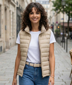 Doudoune sans manches Romy ecru face avant