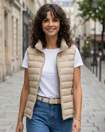 Doudoune sans manches Romy ecru face avant