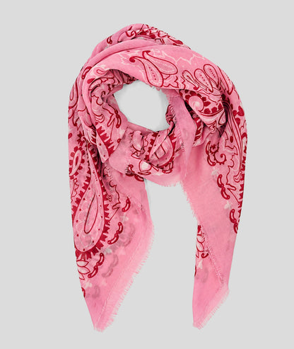 Foulard Bandi à motif bandana rose face