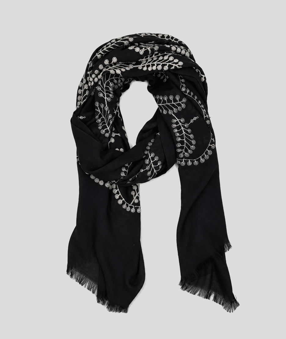 Foulard Brody à broderie noir face