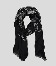 Foulard Brody à broderie noir face