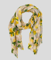 Foulard Citrus large à motif citrons jaune face