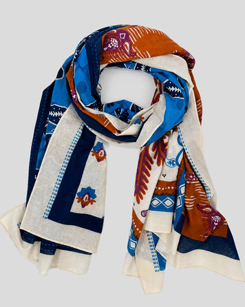 Foulard Milla long bleu/camel face