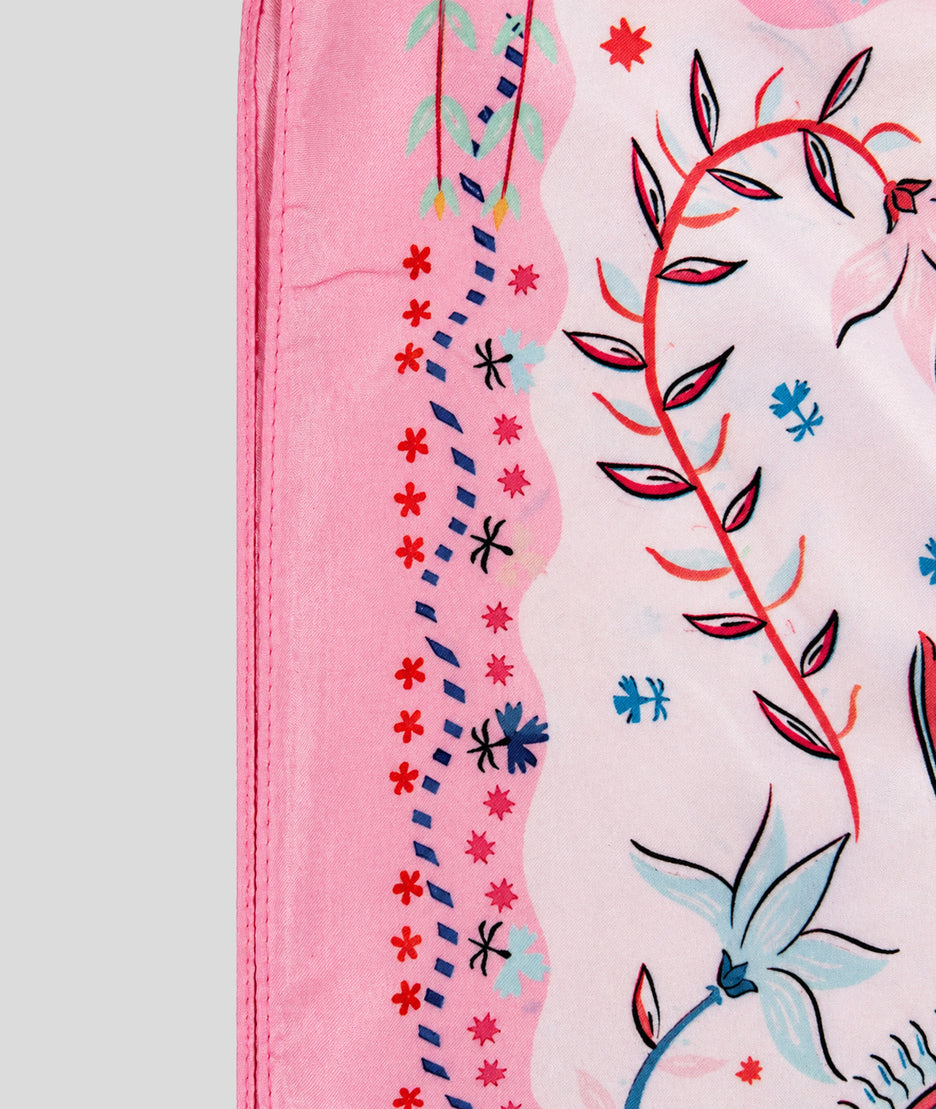Foulard Paradis carré effet satin - rose