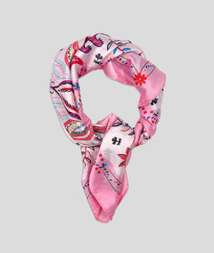 Foulard Paradis carré effet satin - rose