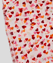 Foulard Valentine motif coeurs rose détail