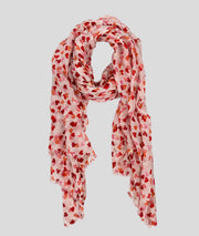 Foulard Valentine motif coeurs rose face