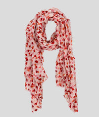 Foulard Valentine motif coeurs - rose