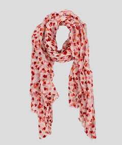 Foulard Valentine motif coeurs rose face