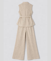 Ensemble Indra effet lin beige dos
